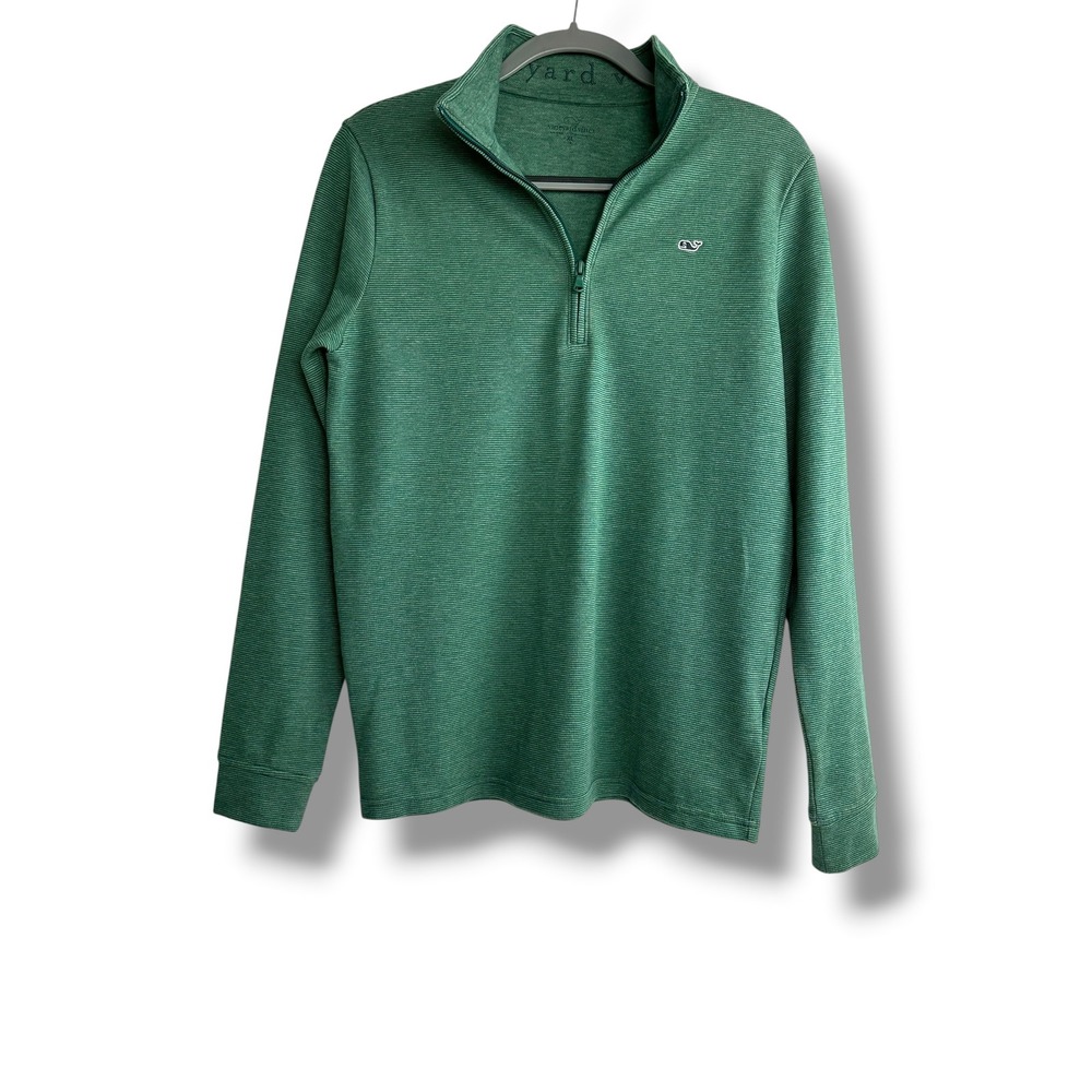 Vineyard Vines Kids Green Ribbed Quarter Zip Pullover Sweater XL 18 Boys